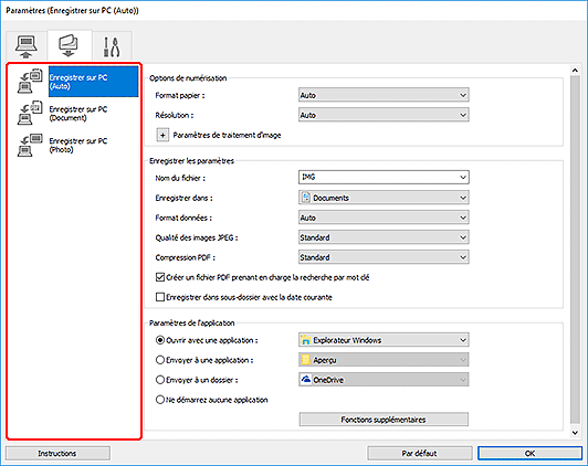 figure : boîte de dialogue Paramètres